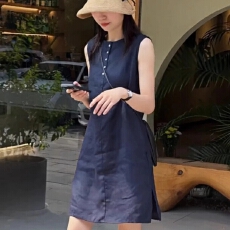 批发圆领无袖背心<b class='q'>连衣裙</b><b class='q'>女</b>2026夏季新款直筒亚麻裙子