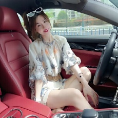 批发夏装搭配一整套轻奢高级感遮肉显瘦印花防晒<b class='q'>雪纺</b>衬衫短裤<b class='q'>两件套</b>装