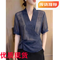 批发洋气减龄超火上衣女2026夏季新款高端老钱风气质简约时尚<b class='q'>大码</b>女装