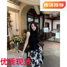 批发AWMUMU法式<b class='q'>名媛</b>风蓝色刺绣花朵半身裙女修身显瘦高腰蓬蓬裙短裙子