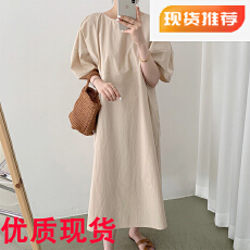 批发极简主义 宽松显瘦泡泡袖<b class='q'>连衣裙</b>