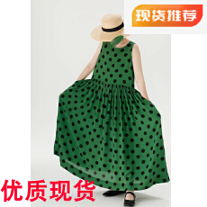 批发波点圆领无袖<b class='q'>连衣裙</b>女中长款品质背心裙女