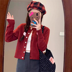 批发早秋韩系穿搭软糯温柔风上衣针织衫<b class='q'>短</b>款外搭慵懒毛衣开衫<b class='q'>外套女</b>