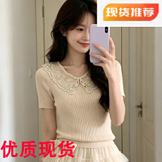 批发古早罗曼史 私服开版蕾丝娃娃领针织上衣背心薄款修身无袖显瘦