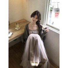 秋季早秋针织开衫吊带半身裙秋套装秋装女款2026新款女搭配一整套