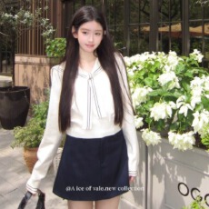 批发Riseaauu航海系学院风短款毛衣针织衫女冬季海军领内搭上衣
