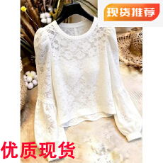 批发轻熟优雅风白色蕾丝<b class='q'>泡泡袖</b><b class='q'>上衣</b>女通勤百搭高级感小众别致2026年秋