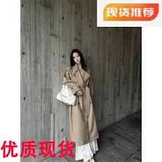 批发5werkwen 权杖风衣 双排扣大衣女春<b class='q'>夏</b>中长款气质翻领系带春秋外套