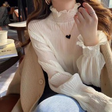 批发大码蕾丝打底衫爆款<b class='q'>女装</b>胖mm秋冬加绒加厚洋气内搭半高领保暖上衣