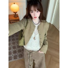 批发韩系小香风氛围感毛呢<b class='q'>外套女</b>初早秋高级感独特长袖上衣