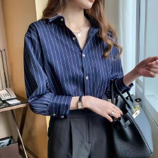 批发竖条纹衬衫女2026新款春秋轻奢高级感职业长袖衬衣工作服正装上衣