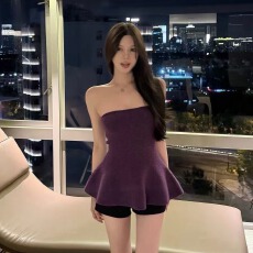 批发titi小姐姐曲线奥秘针织抹胸秋甜欲收腰显瘦纯色<b class='q'>百搭</b>打底上衣