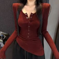 批发纯欲辣妹棉<b class='q'>T</b><b class='q'>恤</b>女2025秋季新款韩版针织打底衫紧身显瘦百搭上衣女