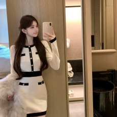 批发富家千金小香风针织连衣<b class='q'>裙</b>女秋冬名媛修身包臀<b class='q'>裙</b>生日party<b class='q'>小礼服</b>