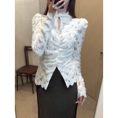 批发2025秋冬加绒半高领性感镂空蕾丝打底衫高级感修身洋气内搭上衣