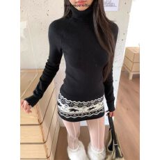 批发2025秋冬复古<b class='q'>提花</b>高领修身包臀短<b class='q'>连衣裙</b>圣诞针织毛衣