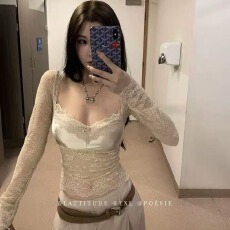 批发Lattitude/杨小鹭 塞浦路斯蝶梦 多种蕾丝拼接美背高弹打底衫