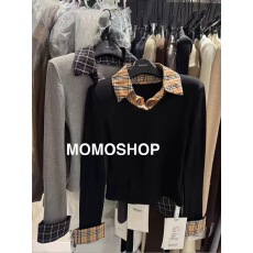 批发2025冬季新款设计感小众拼接polo领格子假两件长袖<b class='q'>T</b><b class='q'>恤</b>女打底上衣