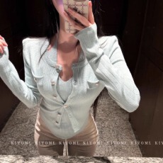 批发KIYOMI冬季新款<b class='q'>韩版</b>气质小众设计感纯欲风挂脖假两件针织衫毛衣女