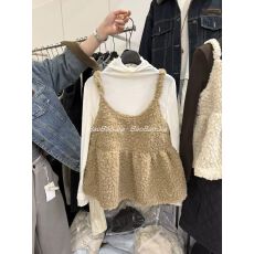 批发冬日限定氛围感叠穿搭配毛毛吊带马甲背心女韩国ins小众温柔上衣