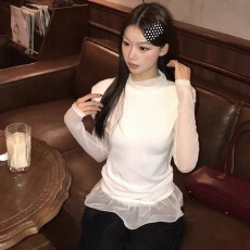 红人馆内搭打底衫女2025新款秋冬超好看长袖t恤修身假两件上衣女