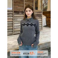 批发<b class='q'>韩国</b>东大门秋季新款慵懒风百搭软糯虎皮卷复古菱格纹宽松毛衣上衣