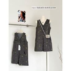 批发YOMI小个子花样年华灰色TR绣花<b class='q'>连体</b><b class='q'>裤裙</b>夏季设计感显白气质