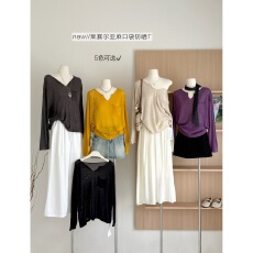 批发郑春花 质感天花板 天丝亚麻长袖T恤薄款<b class='q'>罩衫</b>女<b class='q'>针织</b>宽松百搭上衣