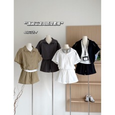 批发美式复古慵懒冲锋衣套装女2026夏新款防晒外套宽松休闲<b class='q'>短裤</b>两件套