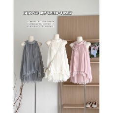 批发CloudSweet白云甜恋夏风情蕾丝挂脖无袖上衣女夏季<b class='q'>雪纺</b>套装<b class='q'>两件套</b>