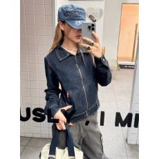 批发美式复古做旧拉链牛仔外套<b class='q'>女</b>修身设计感短款春秋新款百搭<b class='q'>夹克</b>上衣