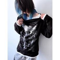 批发「塞勒斯前奏」权利密码假两件长袖T男女堆领设计休闲亚文化卫衣