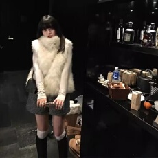批发晴山暮雪麻豆山羊绒环保皮草马甲女御寒背心仿狐狸毛短款秋<b class='q'>冬</b>外套