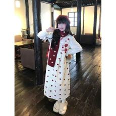 批发2025秋季温柔<b class='q'>可爱</b>少女风爱心波点背带<b class='q'>连衣裙</b>女搭配打底衫两件套装