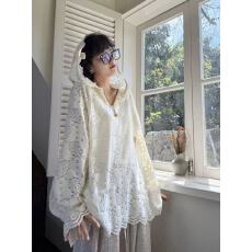 批发“起风了“大码微胖毛感<b class='q'>蕾丝</b>花连帽上衣T恤