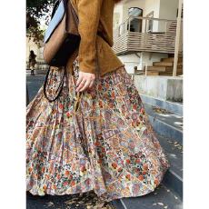 批发半身裙女2025早秋新款高腰大摆<b class='q'>长裙</b>设计感小众宽松显瘦<b class='q'>雪纺</b>花半裙