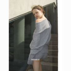 批发斜肩长袖毛衣套装女2025宽松慵懒风高级感百搭设计感针织<b class='q'>短裤</b>上衣