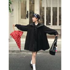 批发日系软妹学院风波点拼接斗篷风衣女早秋款小个子甜美减龄显瘦外套