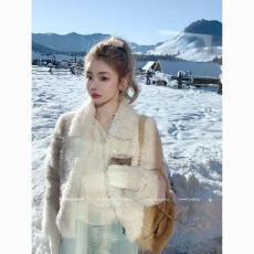 批发2025<b class='q'>秋</b>冬新款环保高级羊羔毛外套女短款大衣皮草毛毛翻领加厚上衣