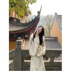 批发套装女2025秋<b class='q'>冬</b>新款慵懒风v领收腰修身针织开衫外套高腰半身长裙