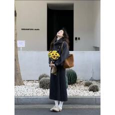 批发套装女2025秋<b class='q'>冬</b>新款韩系高级感围巾款气质毛呢大衣高腰显瘦半身裙