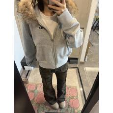 批发【毛领拼接】美式休闲字母刺绣<b class='q'>连帽衫</b>高级感宽松外套