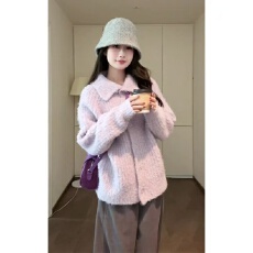 批发2025秋季新款女法式气质翻领宽松毛衣上衣百搭高腰显瘦阔腿长裤