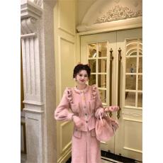 批发法式气质小香风木耳边长袖衬衫上衣秋季新款高腰阔腿长裤两件套女