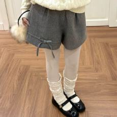 批发日系甜美小清新少<b class='q'>女</b>高腰显瘦百搭灰色蝴蝶结<b class='q'>短裤</b>休闲裤2025秋冬款