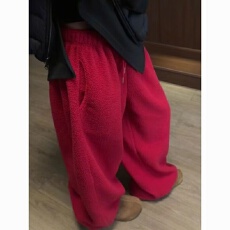 批发【加绒加厚】网红爆款复古秋冬款美式松弛感摇粒绒宽松过冬休闲裤