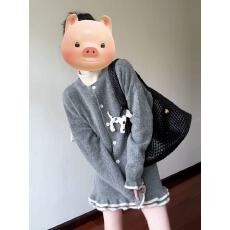批发灰色针织毛衣套装裙子女秋冬季2025新款小个子香风韩系穿搭一整套