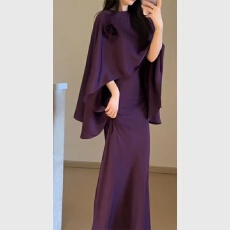 批发成熟高端女人味紫色披肩<b class='q'>连衣裙</b>两件套2025轻奢高级感性感御姐长裙