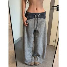 批发显腿神裤```【格纹拼接】宽松显瘦抽绳<b class='q'>休闲裤</b>女直筒阔腿裤子垂感