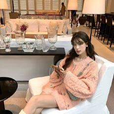 批发大小姐名媛风<b class='q'>休闲</b>宽松毛衣套装女秋冬季麻花针织开衫<b class='q'>短裤</b>厚两件套